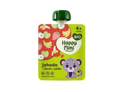 Happy Mimi BIO ovocný příkrm 90g Jahoda