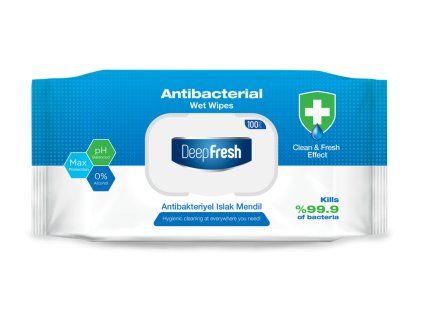 Deep Fresh Antibakteriální vlhčené ubrousky s klipem 100ks