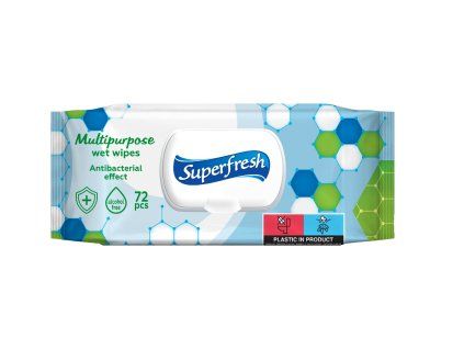 Superfresh Antibakteriální vlhčené ubrousky s klipem 72ks