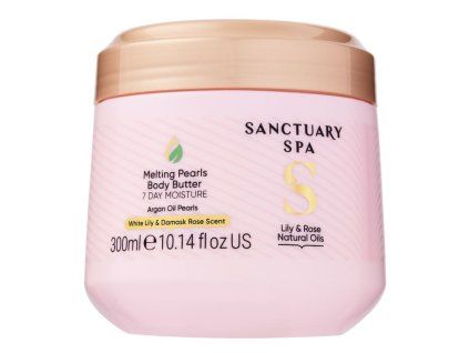 SANCTUARY SPA Perlové tělové máslo s přírodními oleji Lilie & Růže, 300 ml
