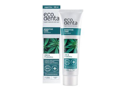 ECODENTA Zubní pasta na citlivé zuby s CBD a probiotiky, 100 ml