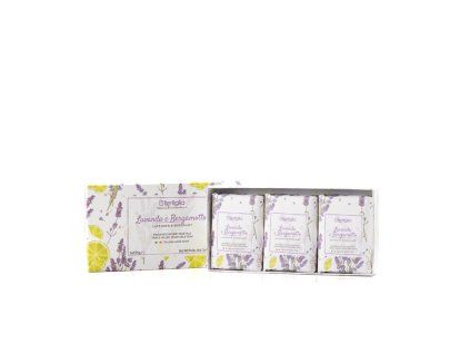 ITERITALIA Dárkový set rostlinných mýdel - Levandule a bergamot, 3x125 g