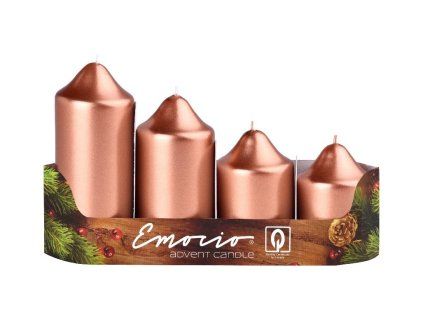 Emocio adventní stupně 4ks prům.50mm Metal měď svíčky
