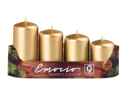 Emocio adventní stupně 4ks prům. 40mm Metal zlaté svíčky