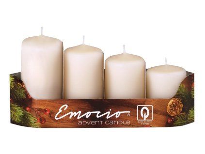 Emocio adventní stupně 4ks 40mm sl. kost svíčky