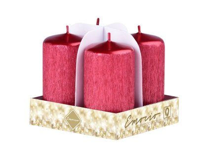 Emocio adventní válec 4ks 40x75 Drápané červené svíčky