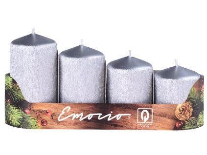 Emocio adventní stupně 4ks 50 mm Drápané stříbrné svíčky