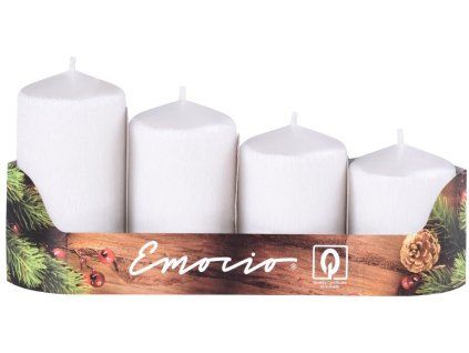 Emocio adventní stupně 4ks 50 mm Drápané perla bílé svíčky
