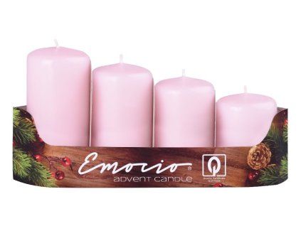Emocio adventní stupně 4ks prům.40mm růžové svíčky