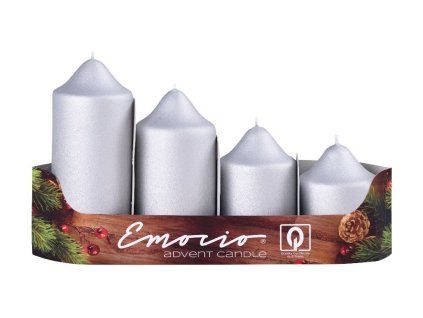 Emocio adventní stupně 4ks prům.50mm exclusive mat. stříbrné svíčky