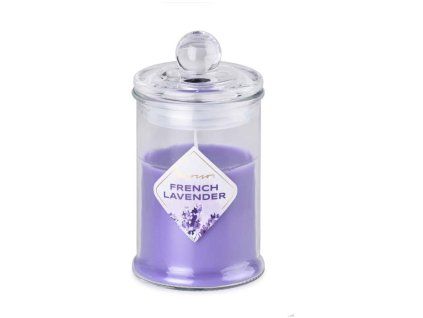 Emocio vonná svíčka ve skle French Lavender se skleněným víčkem 60x112mm