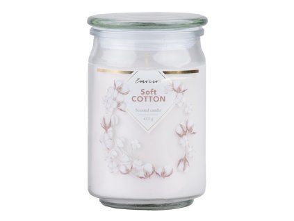 Emocio vonná svíčka ve skle Soft Cotton se skleněným víčkem 93x142mm