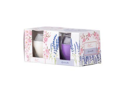 Emocio vonná svíčka ve skle Pink Flower & Lavender 2 ks v krabičce 65x63mm