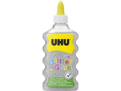 UHU Glitter Glue Silver Maxi- třpytkové lepidlo pro dekorace 185 g / 177 ml