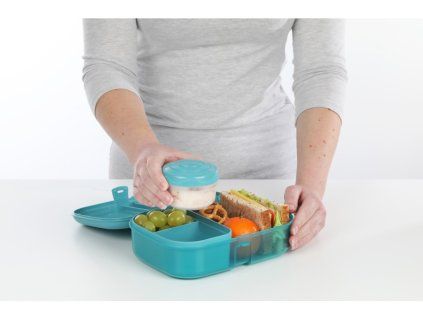 Sistema Dělený svačinový box Ocean Bound Ribbon Lunch s nádobou na jogurt 1,1 l, mix barev