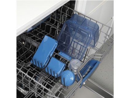 Sistema Dělený svačinový box Ocean Bound Bento Cube s nádobou na jogurt a 2 tácky 1,25 l, mix barev