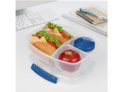 Sistema Dělený svačinový box To Go Triple Split s nádobou na jogurt 2 l, mix barev