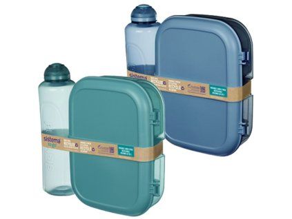 Sistema Set svačinového boxu s lahví Ocean Bound - Svačinový box Ribbon Lunch 1,1 l a láhev Swift 480 ml, mix