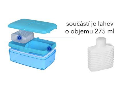 Sistema Dělený svačinový box Lunch Quaddie 1,5 l se 3 výklopnými přihrádkami ve víku a s lahví na pití, mix barev