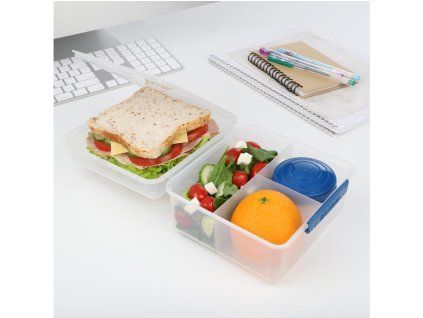 Sistema Dělený svačinový box To Go Lunch Cube Max s nádobou na jogurt s dvojitým víčkem 2l, mix barev