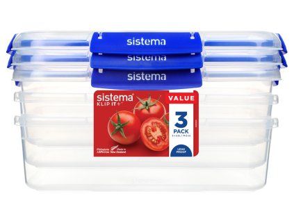 Sistema Sada 3 ks vodotěsných krabiček na potraviny KLIP IT PLUS 4 klipy 2,2 l