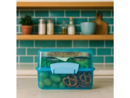 Sistema Dělený svačinový box Lunch Cube s 2 oddíly 1,4 l, modrá