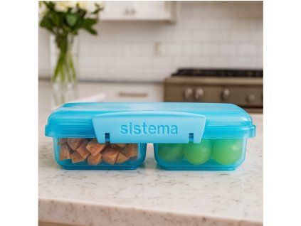 Sistema Dělený svačinový box Lunch Small Split se 2 oddíly 350 ml, modrá
