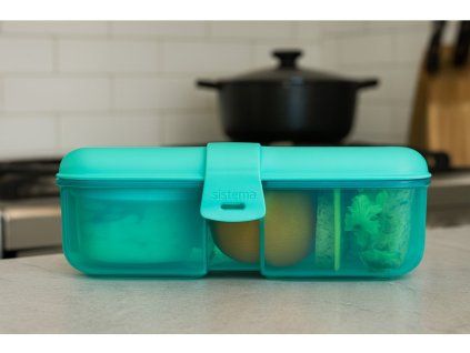Sistema Dělený svačinový box Lunch Ribbon s nádobou na jogurt 1,1 l, mátová