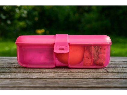 Sistema Dělený svačinový box Lunch Ribbon s nádobou na jogurt 1,1 l, růžová