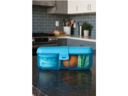 Sistema Dělený svačinový box Lunch Ribbon s nádobou na jogurt 1,1 l, modrá