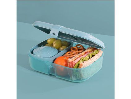 Sistema Dělený svačinový box Ocean Bound Ribbon Lunch s nádobou na jogurt 1,1 l, mátová