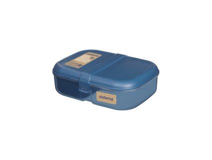 Sistema Dělený svačinový box Ocean Bound Ribbon Lunch s nádobou na jogurt 1,1 l, modrá