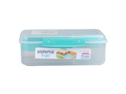 Sistema Dělený svačinový box To Go Bento Lunch s nádobou na jogurt a 2 tácky 1,65 l, mátová