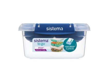 Sistema Dělený vodotěsný box na jídlo To Go STAX, 1,15 l, modrá