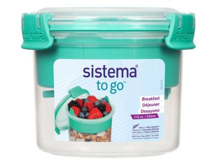 Sistema Dóza na svačinu s miskou a lžičkou To Go Breakfast 530 ml, zelená
