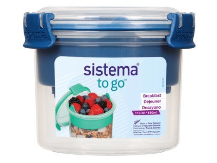 Sistema Dóza na svačinu s miskou a lžičkou To Go Breakfast 530 ml, modrá