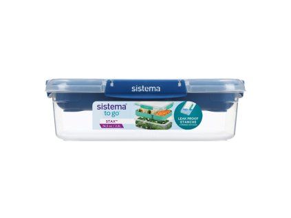 Sistema Dělený vodotěsný box na jídlo To Go STAX, 2,2 l, modrá