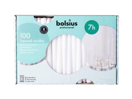 Bolsius Kónické bílé svíčky RAL 100ks