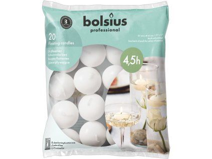 Bolsius Plovoucí bílé svíčky, 20 ks
