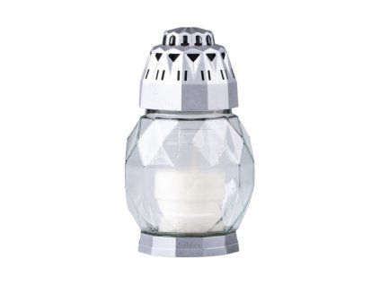 Bolsius hřbitovní sklo 18 cm vklad 80g 24h. Diamant stříbrný