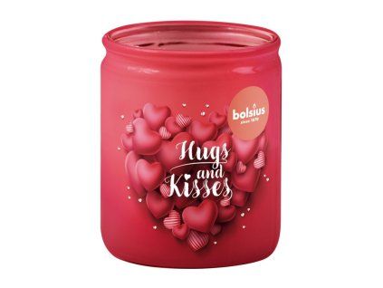 Bolsius Sklo Červené srdce s nápisem, Mango, vonná svíčka 68x80mm