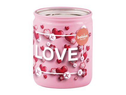 Bolsius Sklo Srdíčka Love, Vanilka, vonná svíčka 68x80mm
