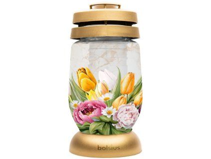 Bolsius hřbitovní sklo 23 cm vklad 120g 36h. Jarní květy
