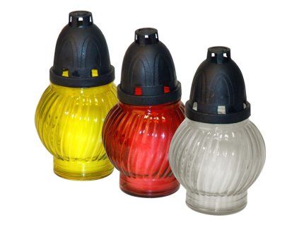 Hřbitovní sklo 18 cm vklad 80g 24h. Baňka mix barev