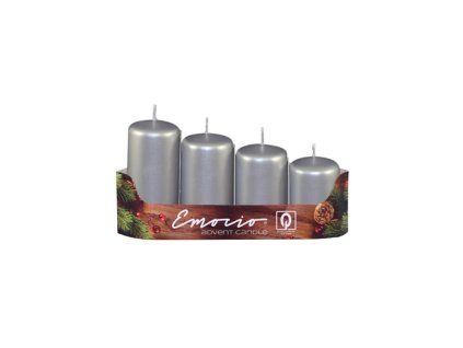 Emocio adventní stupně 4ks prům. 40mm Metal stříbrné svíčky