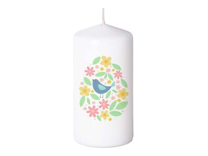 Svíčka Springtime Twitter - vajíčko s ptáčkem, 60x120 mm