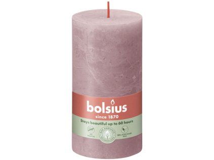 Bolsius Rustic Shine Válec 68×130 mm – Ash Rose (růžová)