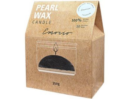 Emocio sypaný vosk 350 g Cashmere + 10 ks knotů – vonný, černý