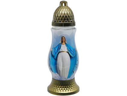 Hřbitovní skleněná lucerna Madona 28 cm – Panna Maria, 24 h