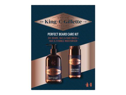 King C Gillete dárková sada pro muže (šampon na vousy 350ml+hydratační krém 100ml)